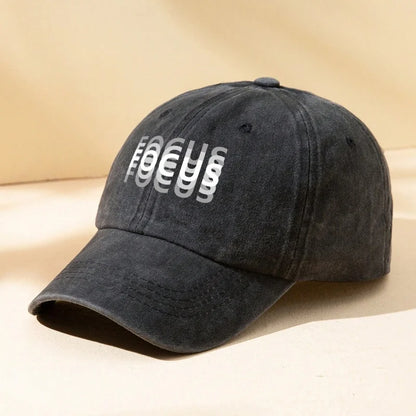 Cap Washed Cotton Adjustable FOCUS Print Unisex Classic Style Baseball Cap