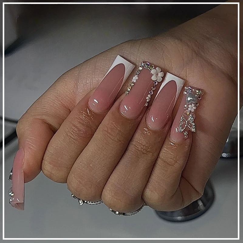 24Pcs Long Coffin Rhinestones Ballet Press