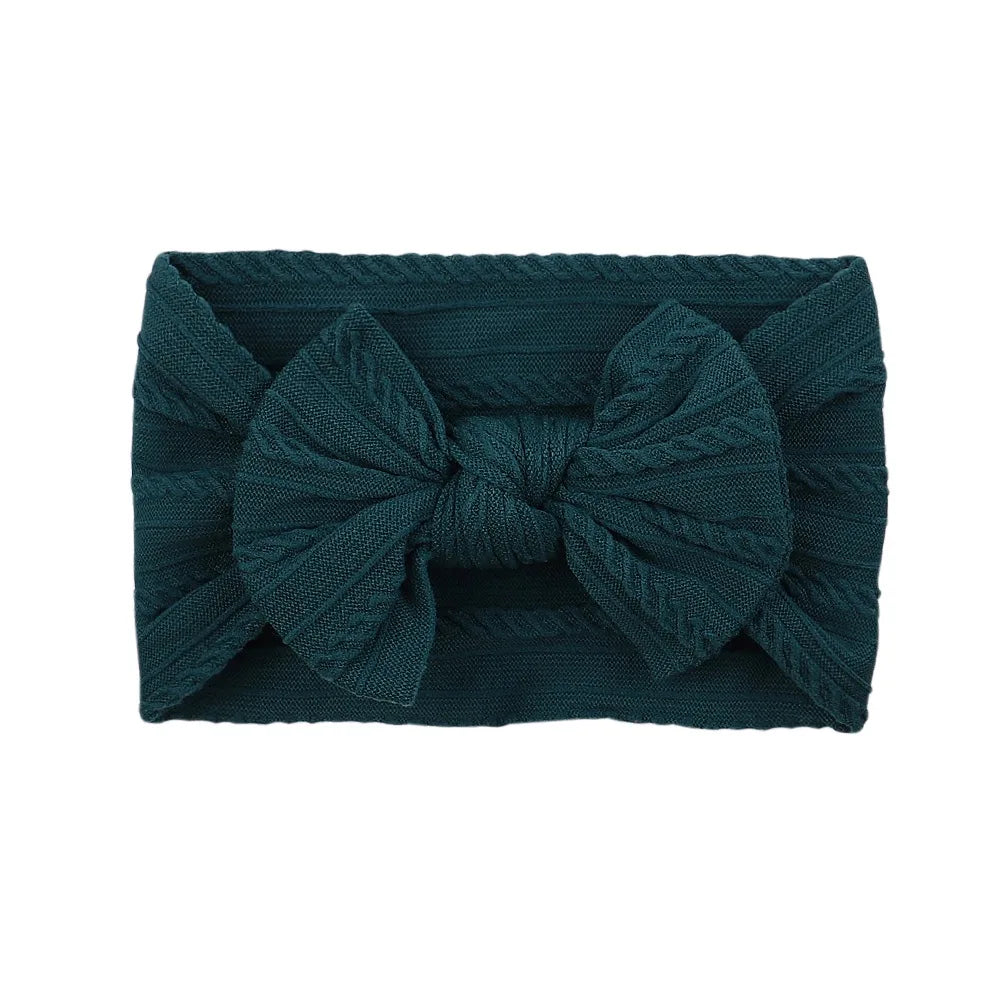 Solid Colors Cables Turban Kids Bows Headwear Headband For Baby Girls Newborn Soft Nylon Elastic Hair Bands Hair Accessories