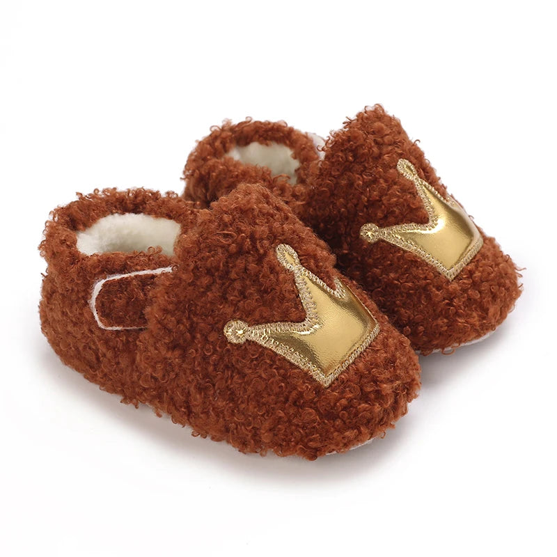 Fashionable Lamb Down Newborn Baby Girl Knitted Baby Soft Sole Shoes