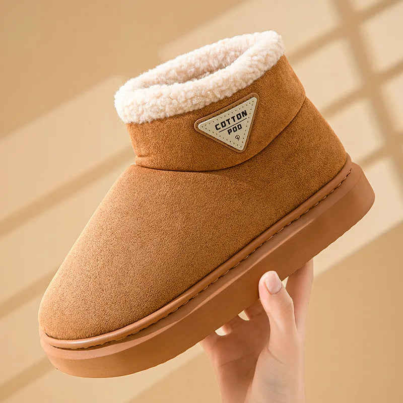 Litfun Women Winter Furry Snow Boots Outdoor Warm Fuzzy Lined Cotton Boots Non-slip Comfort House Cotton Shoes Soft Plush Shoes