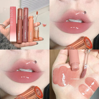 Cappuvini 6 Color Juice Jelly Lip Gloss Long Lasting Moisturizer Water Light Lipstick Mirror Gloss Lipstick Affordable Makeup