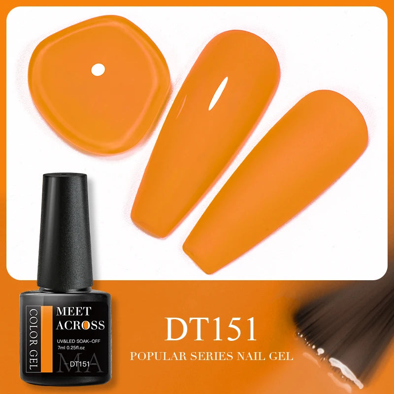 MEET ACROSS 7ml Brown Series Gel Nail Polish Autumn Coffee Color Nail Art Gel Nail Supplies Semi-Permanent Varnish Manicure