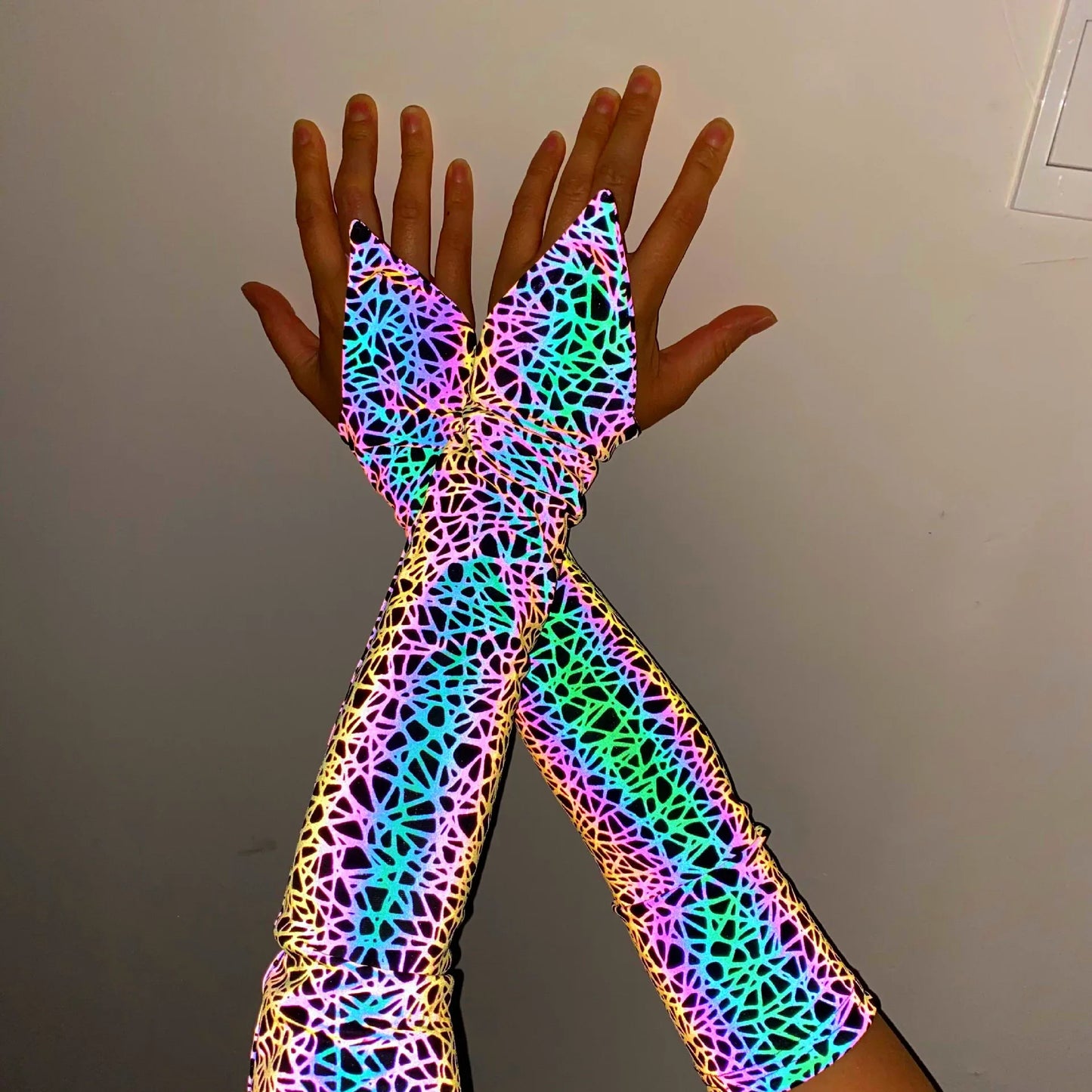 2025 Spring Summer Women Colorful Reflective SleeveS Y2K Harajuku Personality Printed Outdoor Sports Sunscreen Sleeve рукава