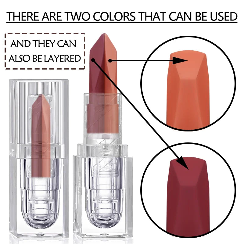 2 Colors Waterproof Velvet Lipstick Easy To Wear Longstay Lip Stick