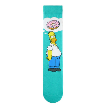Simpsons Cartoon Anime Funny Socks Men Hip Hop Print Novelty Crazy Sokken Hip Hop Unisex Comfortable Skateboard Happy Meias