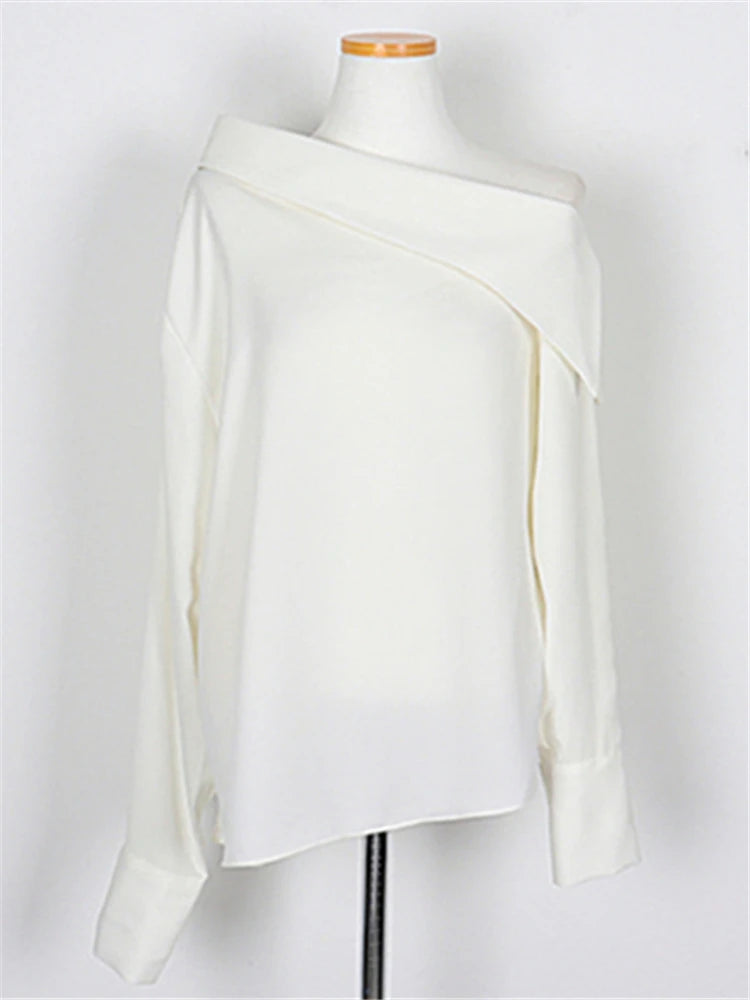 Lady One Shoulder Sexy Wild Cold Blouses Top